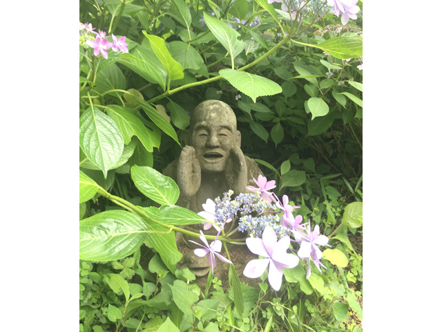思わず微笑んでしまう羅漢様の数々が紫陽花に囲まれて、、、、。