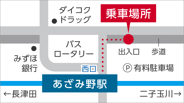 田園都市線、横浜市営地下鉄3号線　あざみ野駅西口スクールバス乗場案内図
