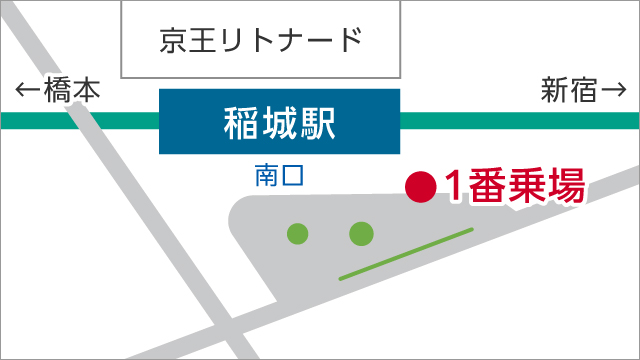 京王相模原線　稲城駅南口バス乗場案内図
