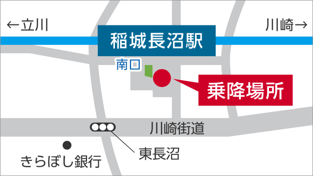 JR南武線　稲城長沼駅スクールバス南口乗場案内図