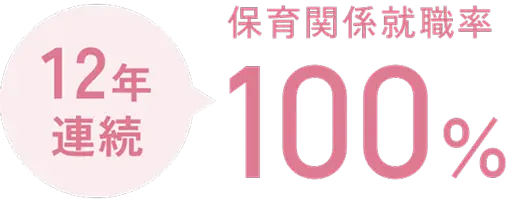 保育関係就職率12年連続100％