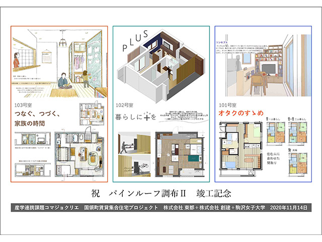 学生3人から施主へ贈呈した竣工記念パネル