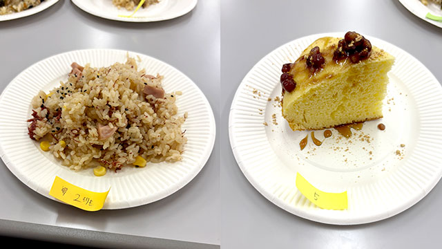 炊飯器で調理した補食をみんなで試食し、感想を共有しました