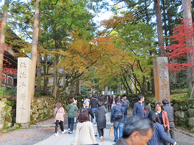 多くの人々が訪れる永平寺正門